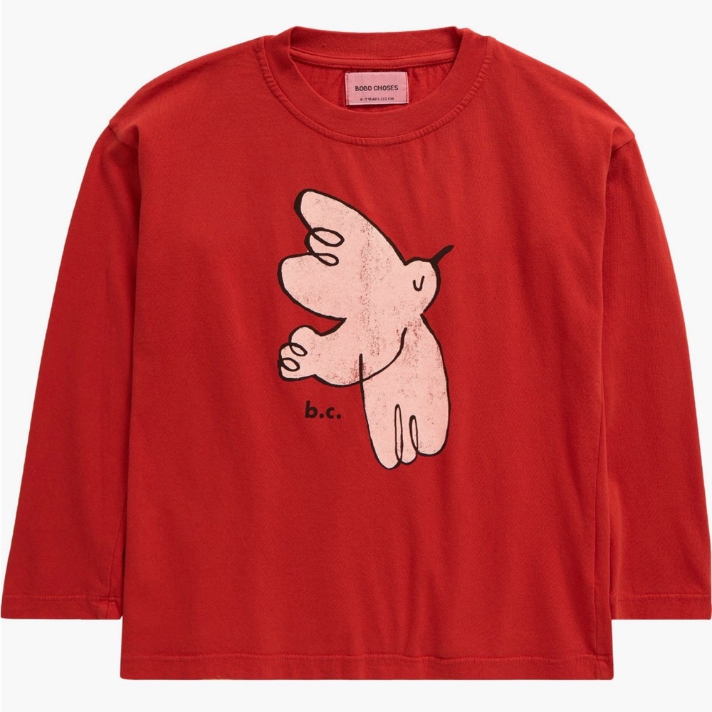 NWT. Bobo Choses Kids' Freedom Bird
Long Sleeve Organic Cotton T-Shirt, Sz 8-9y